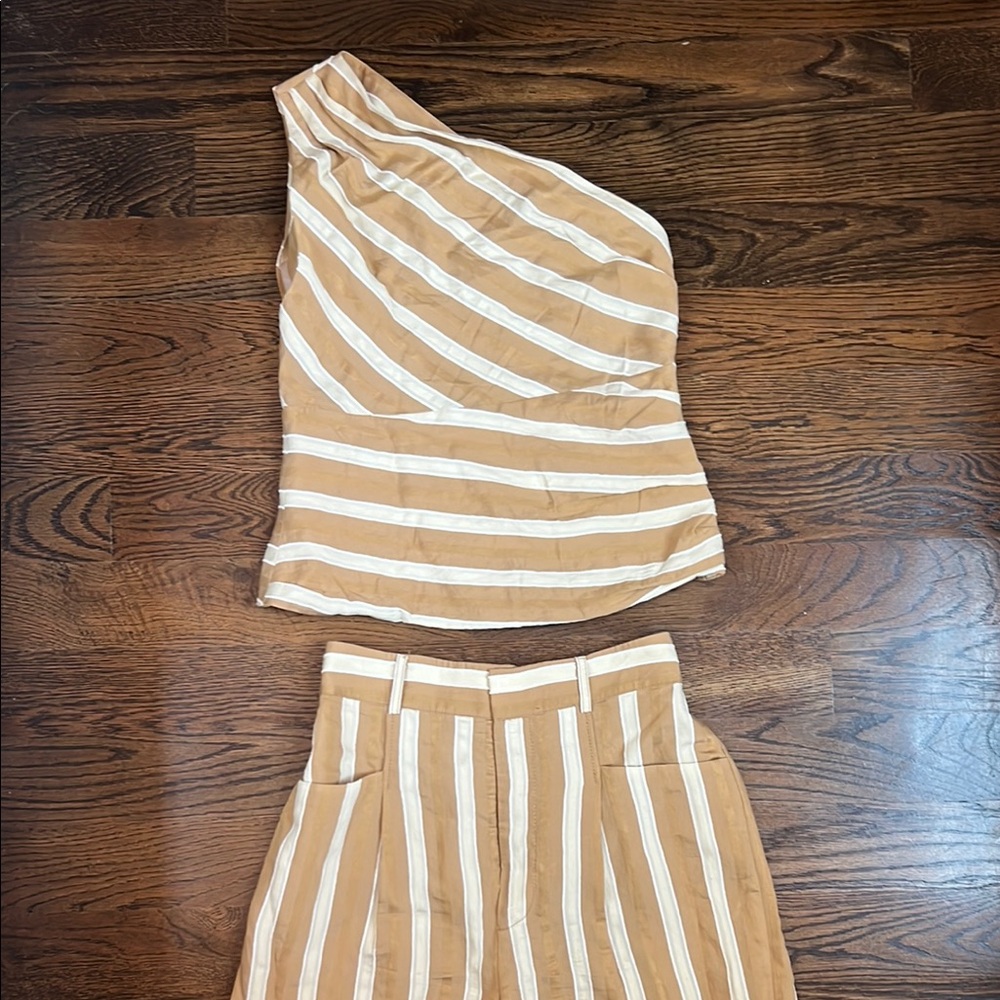 Zara One Shoulder Top Pant Set Size Medium